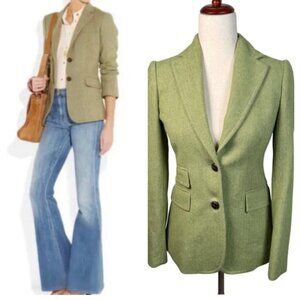 J.Crew sage green herringbone wool Hack ing jacket blazer tweed